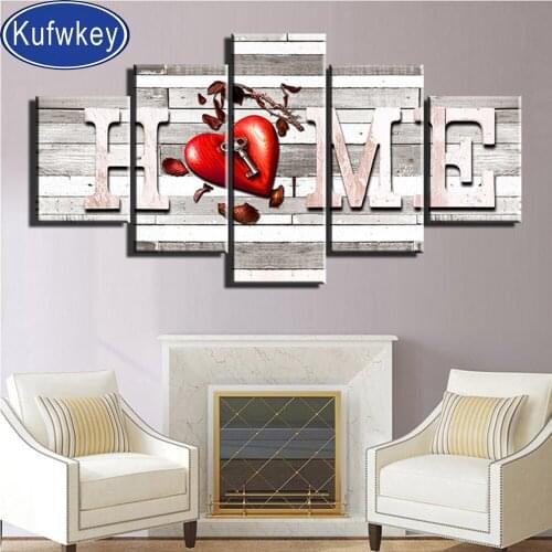 5pcs Love Heart diamond painting cross stitch set 5d diamond embroidery full square round drill mosaic puzzles diamond art