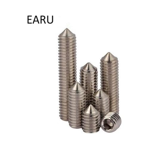 304 Stainless Steel Tip Set Screws Bolt Inner Hexagon Hex Socket Head Machine Headless Top Wire M4*4/5/6/8/10-25mm Wholesale