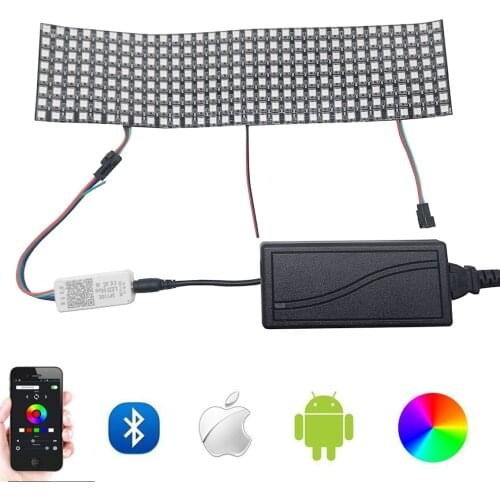 5V WS2812B LED Panel Screen Kit With RF Controller + Power Supply Individually Addressable 16*16 8*32 Module Matrix Screen