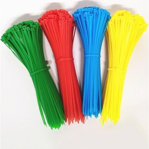 100 pcs 6 color 5*250mm Plastic Zip Tie Self-locking Nylon Cable sleeve Ties black/Blue/Green/Yellow wire binding wrap straps