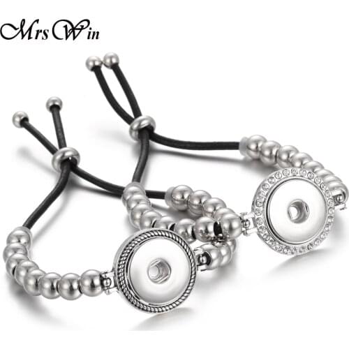 New Snap Jewelry Bead 18mm 20mm Snap Button Bracelet for Men Women Handmade Adjustable Size Beads Button Bracelet