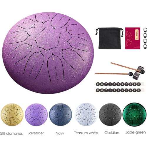 New 6 Inch 11 Tone Ethereal Drum Steel Tongue Drum Carbon Steel Percussion Musical Instrument Beginner With Drum Pad Drumsticks