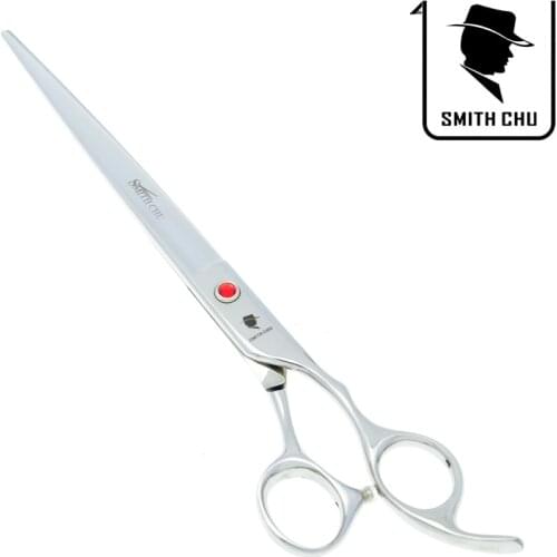 8" Smith Chu Pet Grooming Scissors Japan 440C Straight Dog Cutting Shears Curved Scissors Pet Hair Trimmer Hair Clipper LZS0037