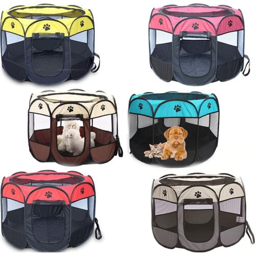 Pet Carrier Tent Portable Folding Dog House Playpen Cage Dog Easy Operation Octagon Fence Breathable Cat Tent 90x90x60cm