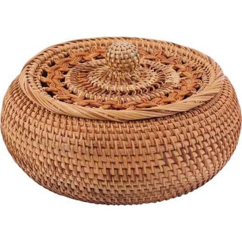 Autumn Rattan Woven Hollow Storage Box Personalized Tea Box Pastoral Wind Rattan Material Snack Box