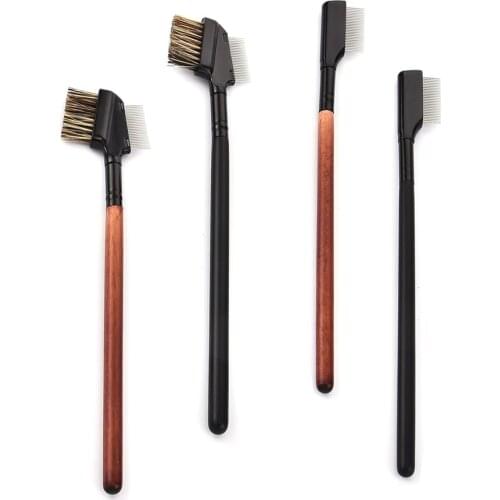 HAPPY MAKEUP Double-Sided Dual Purpose Makeup Brush Eyelash Comb with Cover Cosmetic Tools Stainless Steel Eyebrow Comb