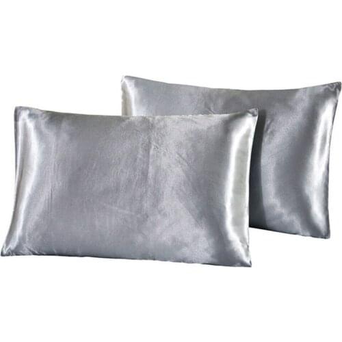 2-Piece Silk Satin Pillowcase Simple Solid Color Bedding Household Smooth Multicolor Simulation Silk Satin Pillowcase