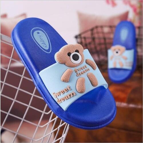 Summer Kids Slippers Soft Non-slip Of Boys and Girls Beach Swimming Shoes Children Flip Flops Rainbow Cute Bear Indoor Sandals