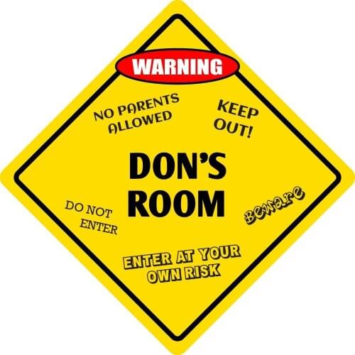 StickerPirate Dons Room Funny Kids Room Door Warning Danger Metal Novelty Sign Aluminum