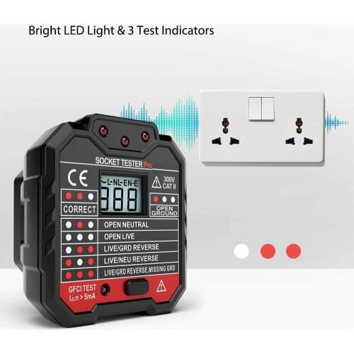Socket testers voltage test socket detector Socket Tester pro in circuit breaker finders Polarity Check GFCI /RCD Tester
