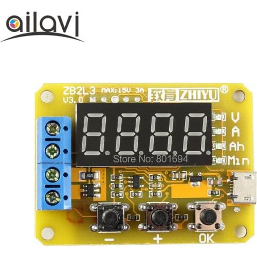 ZB2L3 V3 Battery Capacity Tester 18650 1.2-12V External Load Battery Discharge Testing Micro USB 3A finished product with shell