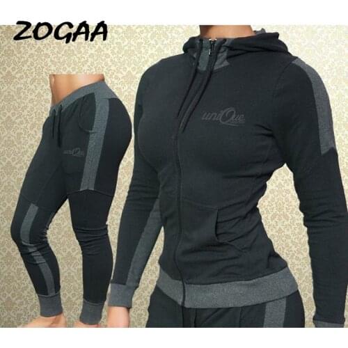 ZOGAA Sets Women Outfits Two Piece Hooded Sweatshirts Pants Solid Slim Casual Suits Tracksuits Fashion Sports All-match Chic New