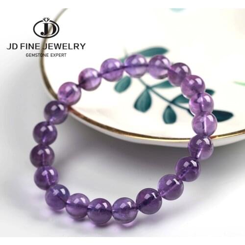 JD Natural Amethyst Bracelet Women Couple Natural Stone Bracelet Dark Purple Quartz Bracelets High Quality Party Jewelry Gifts