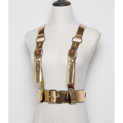 Harness for Womens Hot Punk Waist Braces Leather Y Shape Body Waist Belts with Metal O-rings Cosplay night Clubwear Costume