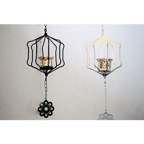 1PC Retro Pastoral Style Iron White Black Red House Romantic Lantern Tea Light Candle Holder Wedding Table House Decor MK027