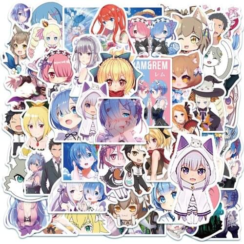 10/30/50PCS Life in Another World Cool Guitar Skateboard Notebook Waterproof Helmet Anime Cute Rem Graffiti DIY Sticker Wholesal