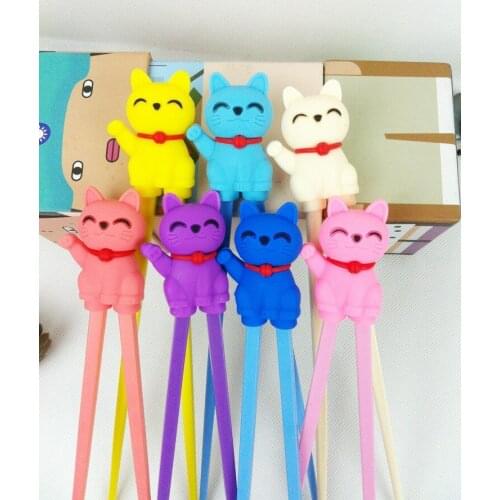 10pcs Cartoon Kids Learning Training Chopsticks Children Study Exercise Chopsticks Silicone Portable Tableware Kitchen Counter