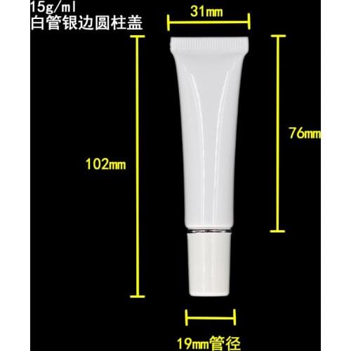 15ML Sunscreen screamTube,15G white Cream Tube with white(silver edge) cylindrical lid,Cosmetic Sample Tube,eye cream container
