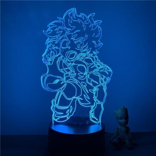 3D Lamp Night Light Anime My Hero Academia Midoriya Izuku Fighting Cute Touch LED Figure Colors Bedroom Decoration Nightlight