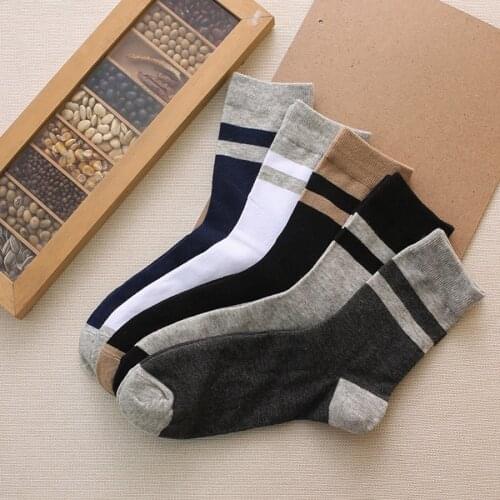 5Pair/set Men Cotton Socks Solid Color Stripe Patchwork Letter Number Casual Crew Sock Funny Spring Summer Autumn Style