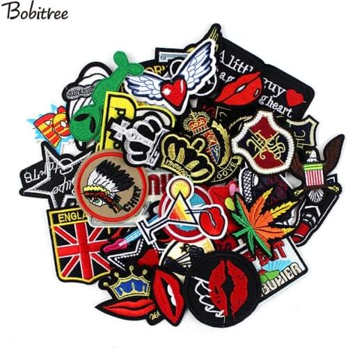 50pcs /lot Embroidery cloth patch hot iron on patches for clothing Badge Fabric Transfers Applique Stickers For Clothes Jeans