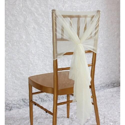 50pcs Ivory Chair Back Ribbon Chair Back Decoration Sweet Chair Cover Chiffon Sashes Bow Wedding Party Tie