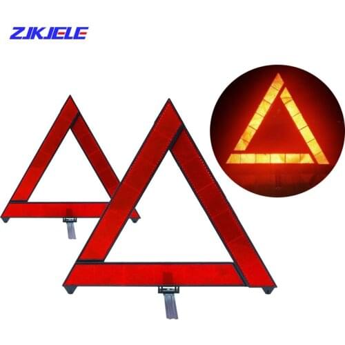 Car Emergency Breakdown Warning Triangle Red Reflective Safety Hazard Car Tripod Folded Stop Sign Reflector Cinta Reflectante