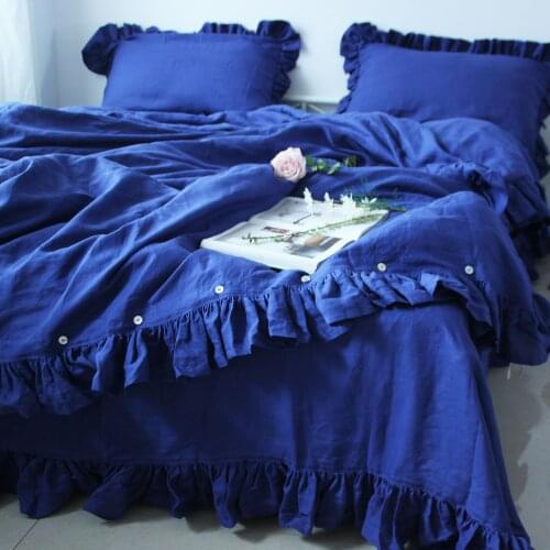 Free Shipping 3 Pcs SET Aged like Royal Organic Hemp Ruffles Duvet Cover with 2 Pillow Cases / shams Royal Supply Customized