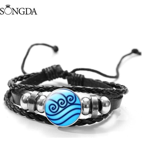 Avatar The Last Airbender Bracelets For Women Men Kpop Metal Beads Glass Cabochon Leather Bracelet Wholesale Jewelry Gifts