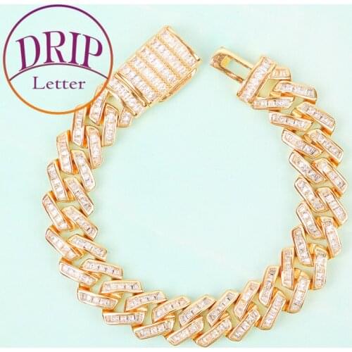 11mm Baguette Bracelet For Men Hip Hop Cuban Jewelry