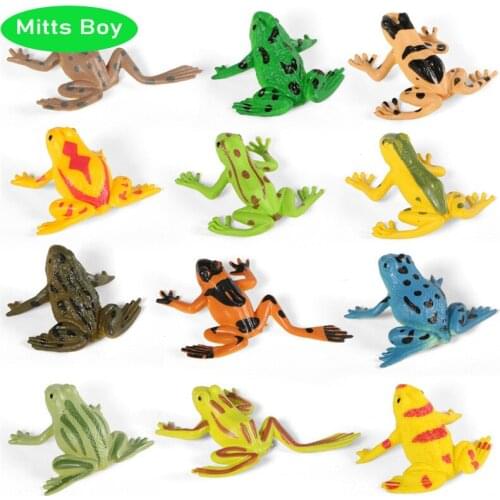 New 12Pcs Simulation Insect Animal Model Figures Mini Frog Vinyl Amphibian Animal Poultry PVC Figures Dolsl Toys Gift