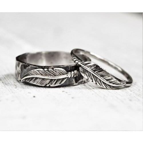 BIRD FEATHER HAND WORK DOUBLE WEDDING RING