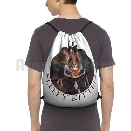 Eso Razum Dar Backpack Drawstring Bags Gym Bag Waterproof Elder Scrolls Online Razum Dar Skyrim Games Rpg Khajiit Fantasy