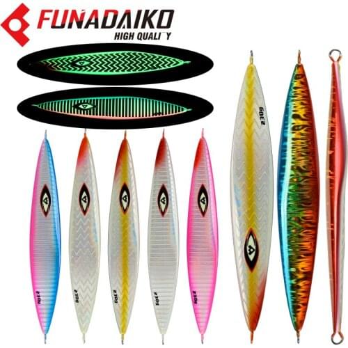 FUNADAIKO 230g 270g 340g Saltwater S Design Slow Jig Fish Lure Luminous Seafishing Metal Artificial Glow Jigging Fshing Bait Jig