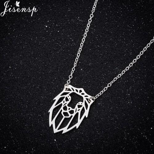 Jisensp Delicate Design Origami Lion Stainless Steel Necklace collar mujer Fashion Jewelry for Women Men Birthday Gift bijoux