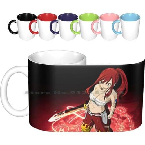 Erza Scarlet Ceramic Mugs Coffee Cups Milk Tea Mug Fairy Tail Fairytail Hero Gray Man Anime Animation Manga Shonen Natsu Japan