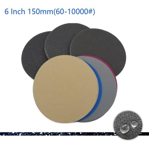 6 Inch 150mm Flocking Disc Sandpaper 60-10000 Grit Wet And Dry Grinding Round Abrasive Sandpaper For Plastic Jade Polishing