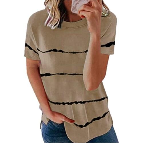 Summer Striped Short Sleeve O Neck T Shirt Women Casual Loose Tee Tops Female Plus Size Ladies Streetwear Tshirt Ropa Mujer