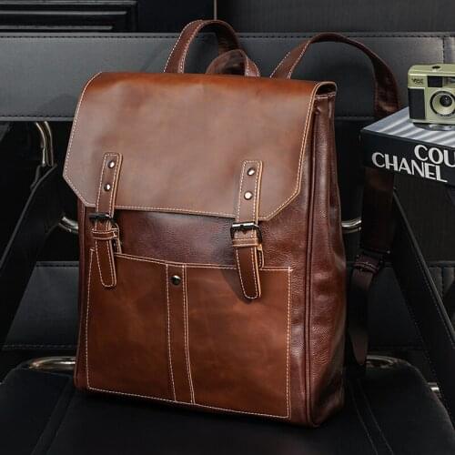Mens Fashionable Travel Backpacks Black Notebooks School Girl Boy Vip Teenagers Tactical Laptop Backpack Male Retro Leather Bag