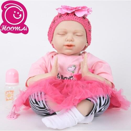 Soft Cloth Body Reborn Baby Doll Girl 22 Inch Real Touch Newborn Babies Girl Wearing Pink Clothes Kids Birthday Xmas Gift