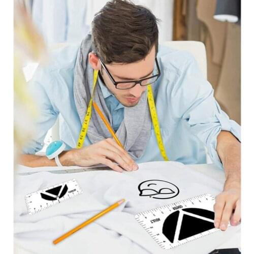 A Set Of 4 Ruler V-neck T-shirt Alignment Ruler Sewing Collar Measuring Tool Ruler With Size Chart DIY Drawing Craft Sewing Tool