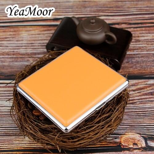 New Orange Cigarette Box 20pc Common Cigarettes Case pu Leather Cover Smoking Box Open-Close Style Smoke Case