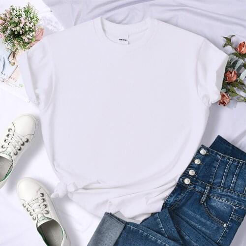 Solid Color brand Itself Loose Womens Tshirt Summer Cotton Fashion Oversized Clothing Sweat Cotton Tops Loose Fashion T-Shirt