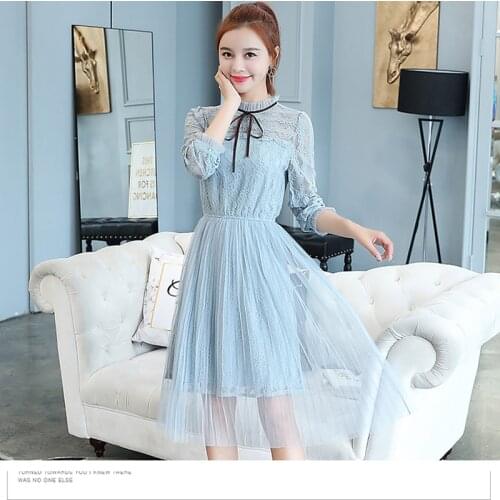 Dresses For Women 2021 Spring Autumn Vintage Lace Midi Dress Vestido Fairy Roupas Femininas Vetement Femme Ropa Mujer A183