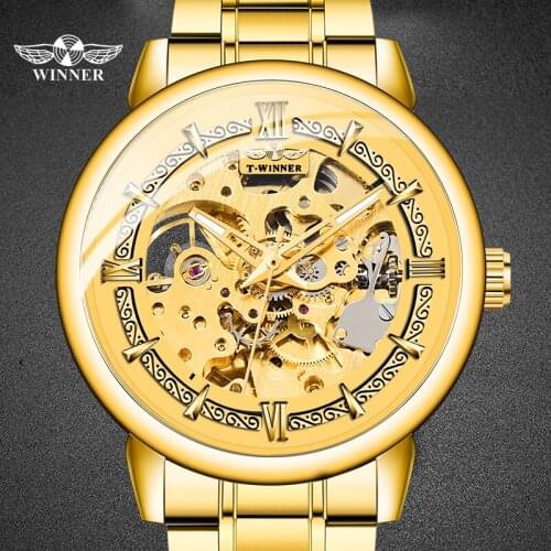 WINNER Brand Men Watches Golden Brand Skeleton Mechanical Automatic Men WristWatch Waterproof Watches Relogio Masculino