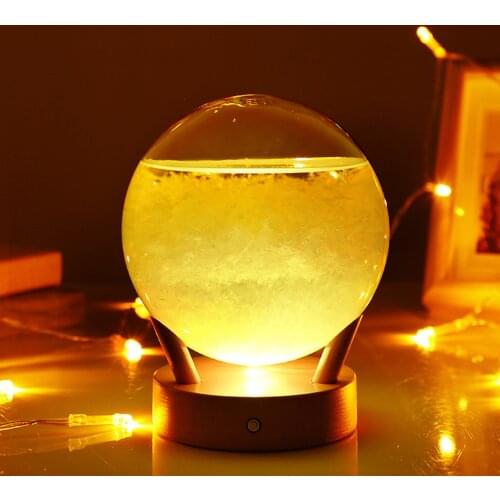 12cm Clear Glass Crystal Ball Glass Weather Station Light Up Weather Forecaster Home Decor Creative Glass Decorative Balls