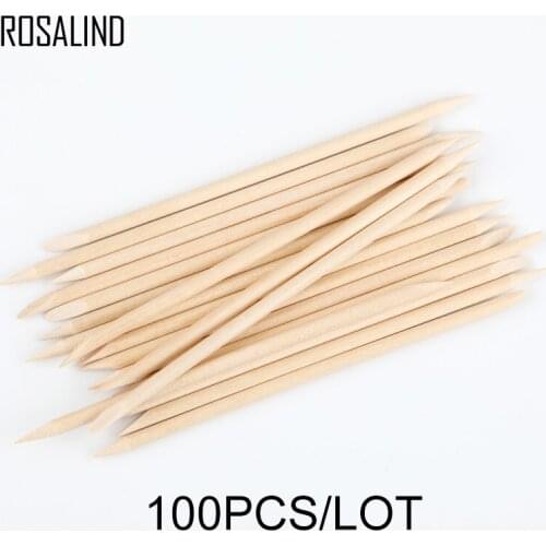 ROSALIND 100PCS/Lot Orange Sticks Wood Cuticle Pusher Nail Art Remover Set For Manicure Pusher for Nails