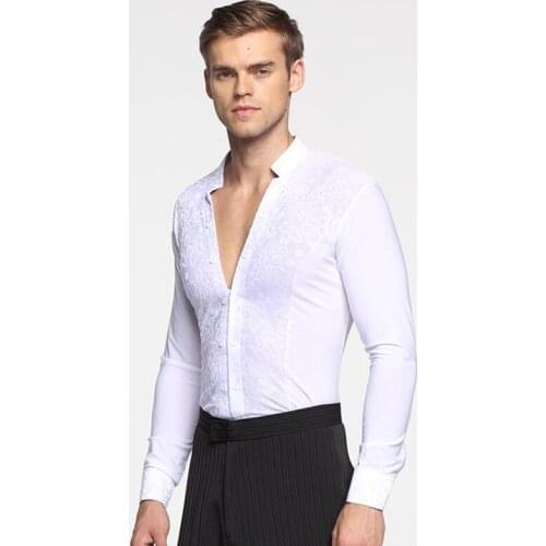 Black ballroom latin shirt latin dance shirts white men dance top mens ballroom dancewear men ballroom clothes ballroom shirt