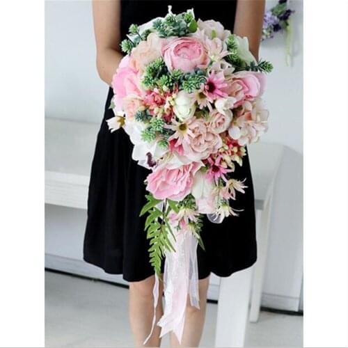 Sweet Water Droplets Ramo De Novia Pink Bridal Bouquet Artificial Flower Bouquet For Wedding Holiday Party Ramo De La Boda