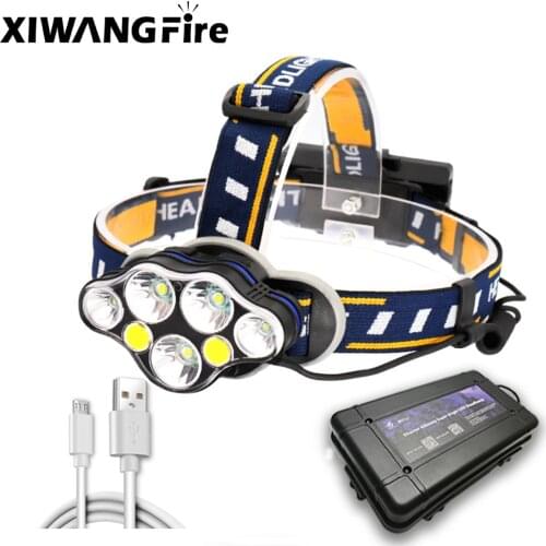 Super Bright Led Koplamp Met 8 * Led-lampen 5000 Lumen Waterdichte Outdoor Led Koplamp Lichtgewicht Materialen Comfortabel Touch